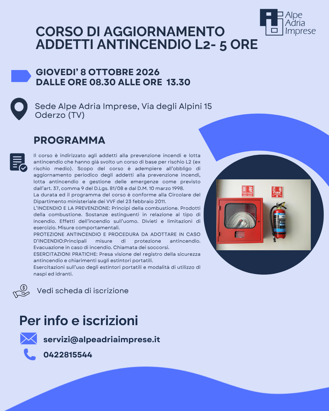 08.10.2026 CORSO DI AGGIORNAMENTO ADDETTI ANTINCENDIO L2- 5 ore